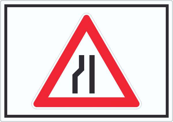 Aufkleber Achtung Verengte Fahrbahn links Symbol