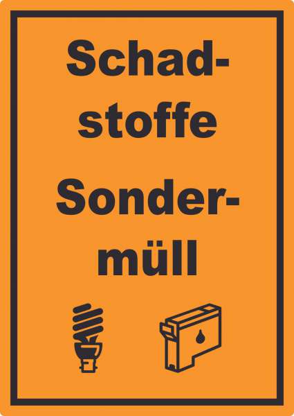 Schadstoffe Sondermüll Mülltrennung Aufkleber Text Symbol Lack Tinte