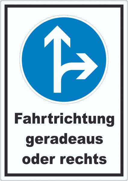 Aufkleber Fahrtrichtung geradeaus oder rechts