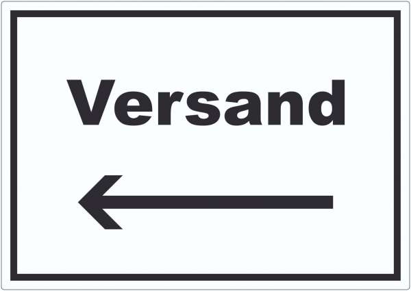 Versand Aufkleber mit Text und Richtungspfeil links Lieferung shipping waagerecht