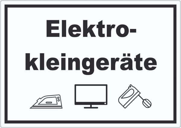 Elektrokleingeräte Mülltrennung Aufkleber Text Symbol Haushaltsgerät