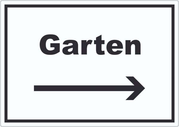 Garten Aufkleber mit Text und Richtungspfeil rechts Blumen Rasen waagerecht