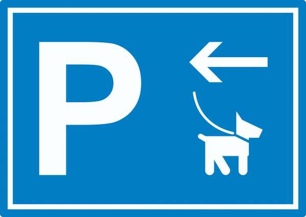 Hundeparkplatz Aufkleber mit Richtungspfeil links waagerecht