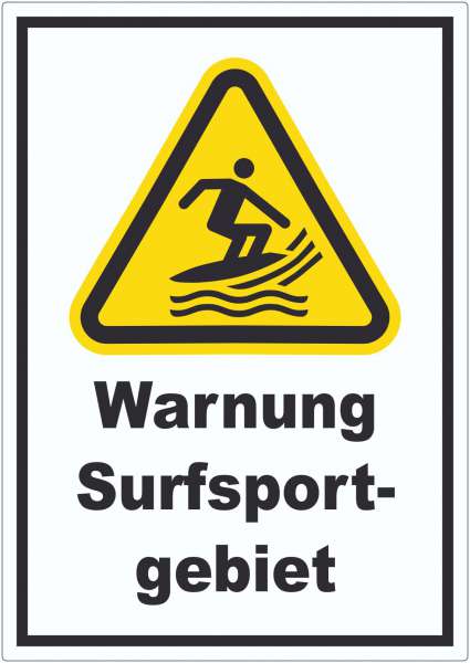 Aufkleber Warnung Surfsportgebiet