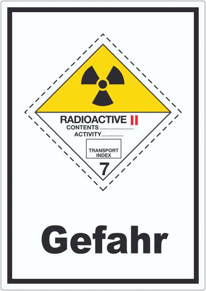 Aufkleber radioaktive Stoffe Gefahr Radioactive II-GELB