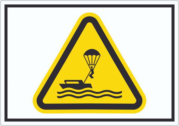 Aufkleber Warnung Parasailing Symbol