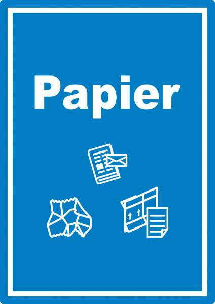 Papier Mülltrennung Aufkleber Text Symbol Karton