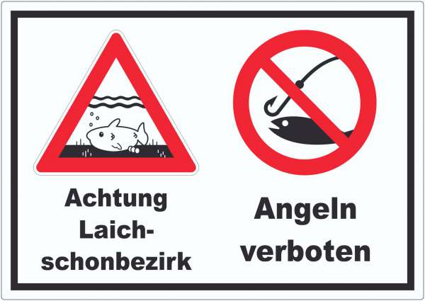 Achtung Laichschonbezirk Angeln verboten Aufkleber