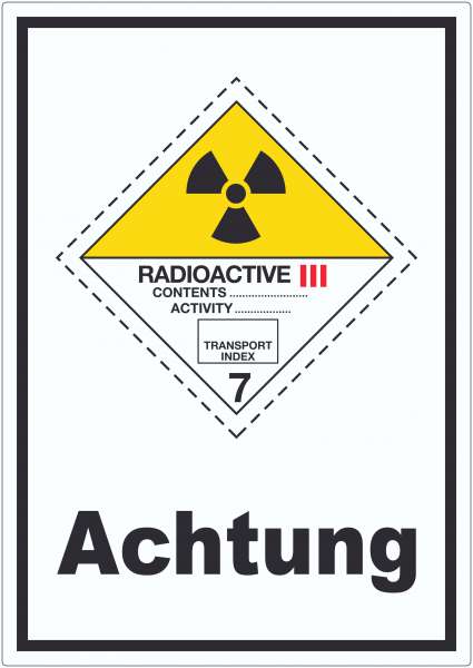 Aufkleber radioaktive Stoffe Radioactive Achtung III-GELB