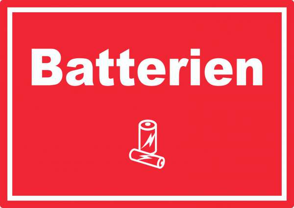 Batterien Mülltrennung Aufkleber Text Symbol AA AAA