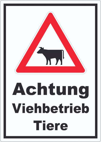 Aufkleber Achtung Viehbetrieb Tiere