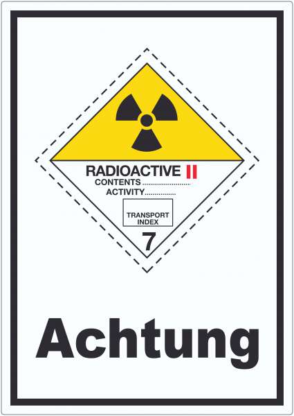 Aufkleber radioaktive Stoffe Achtung Radioactive II-GELB