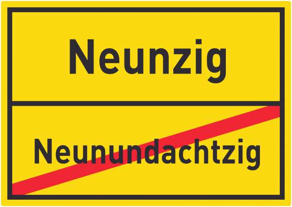 Neunzig Neunundachtzig Aufkleber Ortsaufkleber