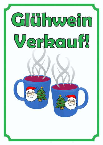 Glühwein Verkaufsschild Schild Hochkant