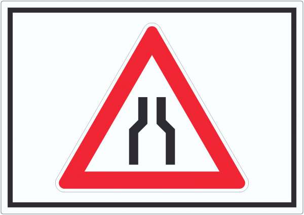 Aufkleber Achtung Verengte Fahrbahn Symbol