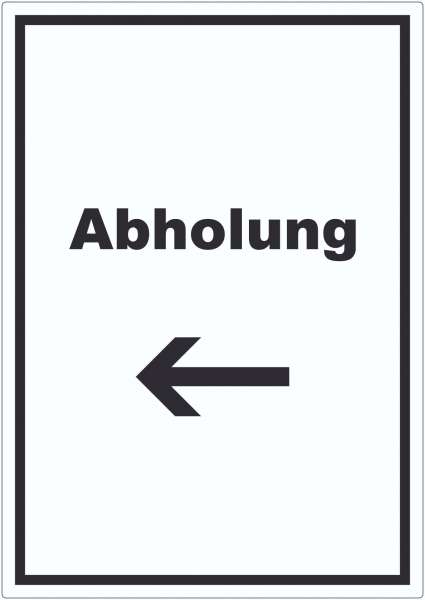 Abholung Aufkleber mit Text und Richtungspfeil links Post hochkant