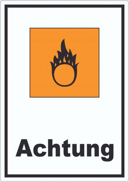 Aufkleber Gefahrensymbol Brandfördernd Achtung Brand