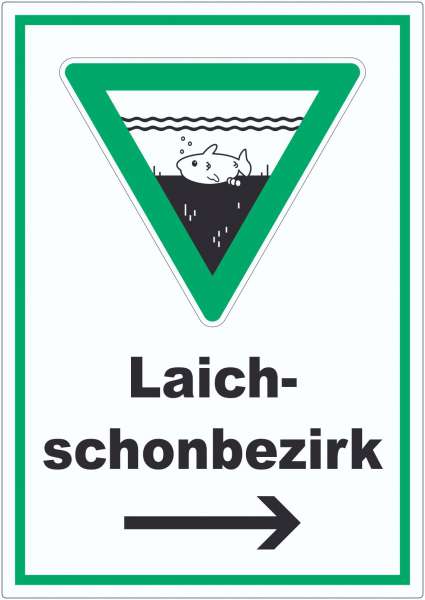 Laichschonbezirk Richtungspfeil rechts Aufkleber