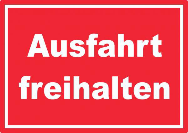 Ausfahrt freihalten Aufkleber weiß-rot