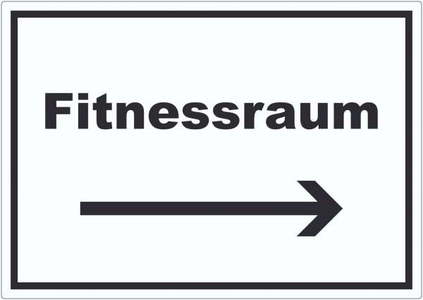 Fitnessraum Aufkleber mit Text und Richtungspfeil rechts Sport Fit waagerecht