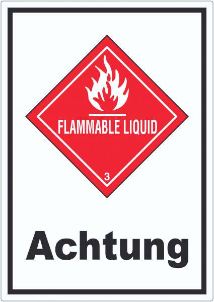 Aufkleber Entzündbare flüssige Stoffe Achtung Flammable Liquid