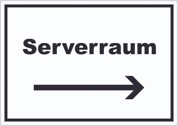 Serverraum Aufkleber mit Text und Richtungspfeil rechts Computer IT PC waagerecht