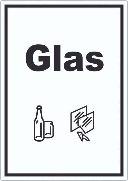 Glas Mülltrennung Aufkleber Text Symbol Scheibe Flasche