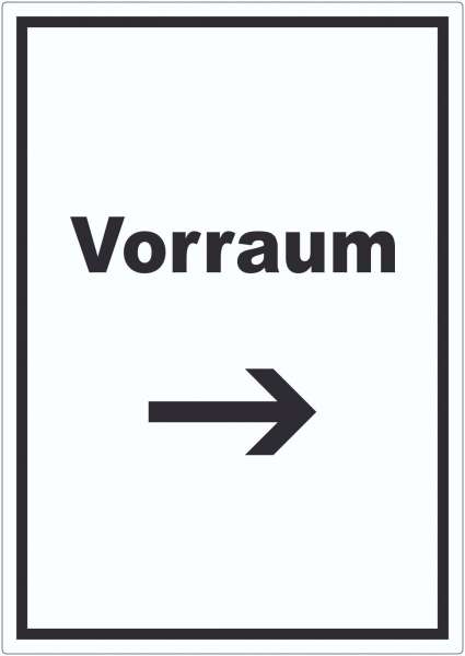 Vorraum Aufkleber mit Text und Richtungspfeil rechts Diele Vorzimmer hochkant