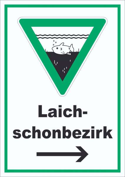 Laichschonbezirk Richtungspfeil rechts Schild