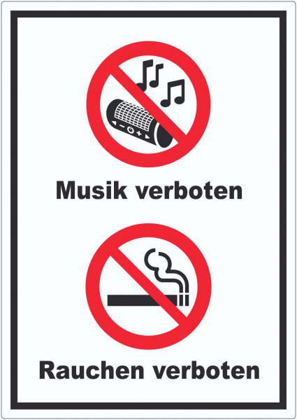 Aufkleber Musik und Rauchen verboten