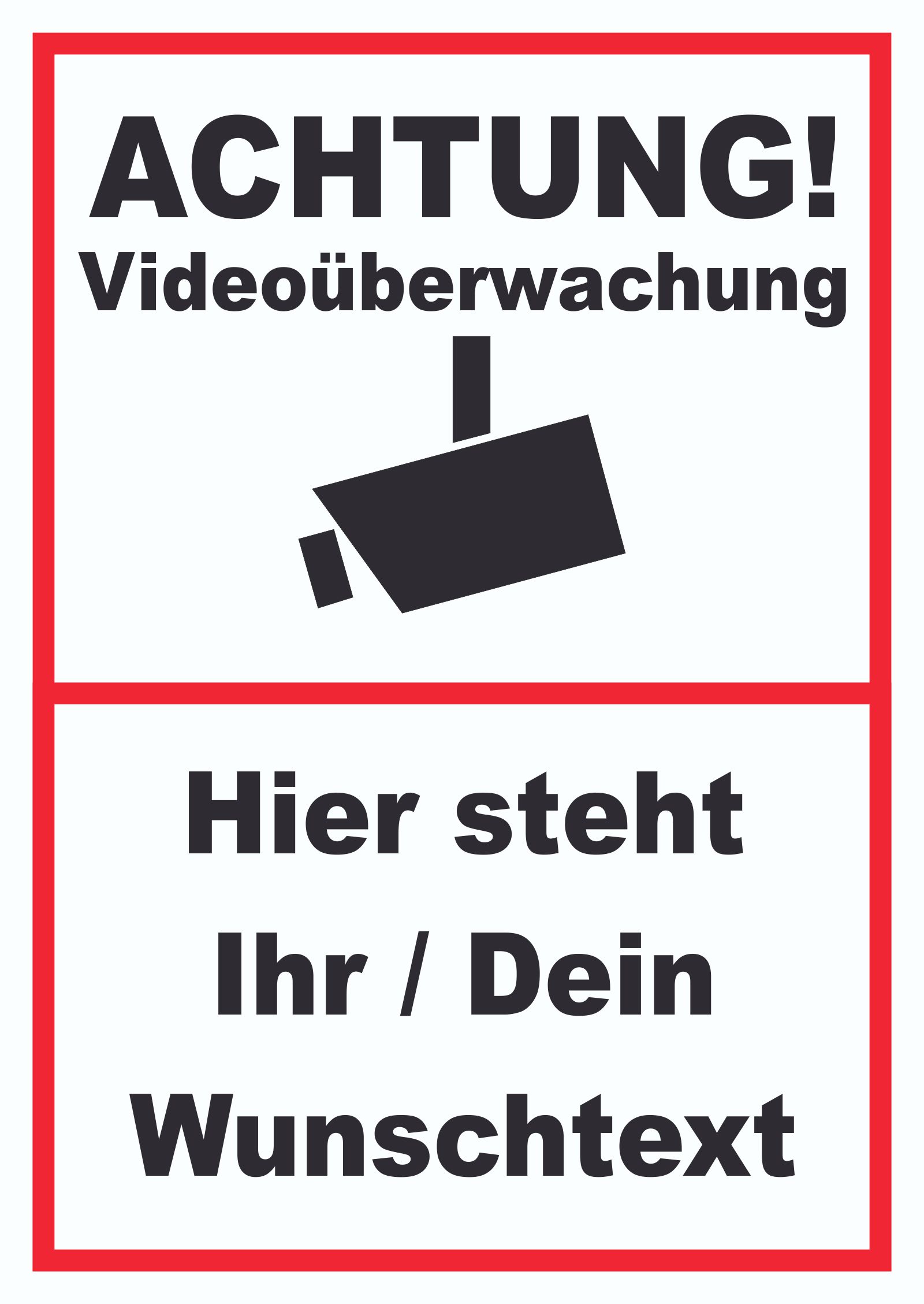 Achtung Videoüberwachung Kameraüberwachung Schild  HB-Druck Schilder,  Textildruck & Stickerei Onlineshop