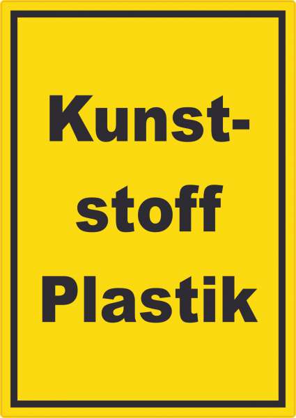 Kunststoff Plastik Mülltrennung Aufkleber mit Text