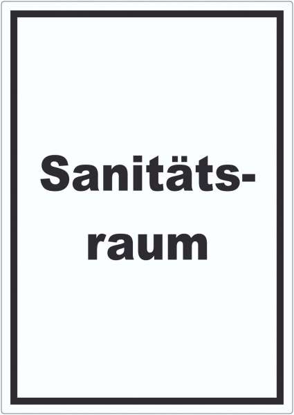 Sanitätsraum Aufkleber mit Text Krankenzimmer hochkant