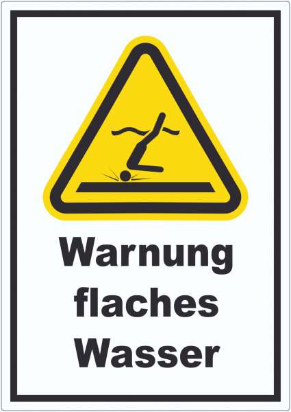 Aufkleber Warnung flaches Wasser