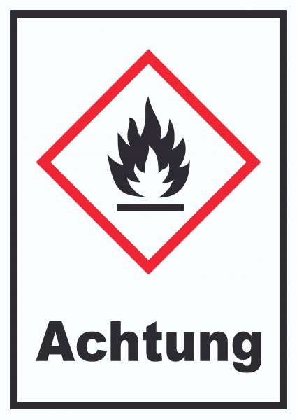 Schild Entzündbare Stoffe Achtung Flamme hochkant