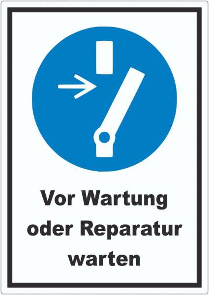 Vor Wartung oder Reparatur freischalten Aufkleber