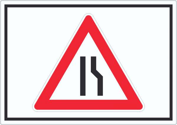 Aufkleber Achtung Verengte Fahrbahn rechts Symbol