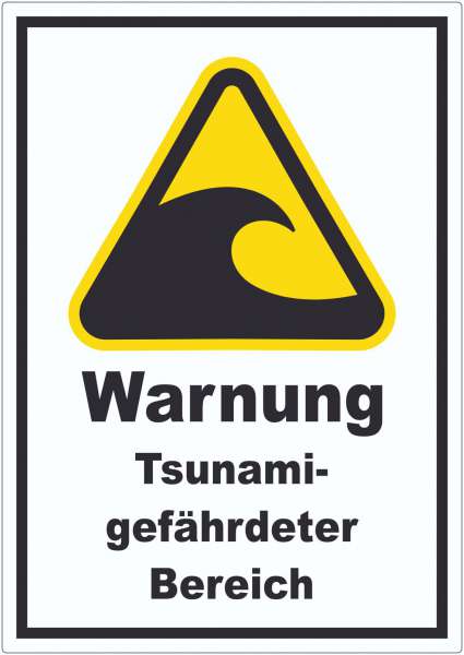 Aufkleber Warnung Tsunami-gefährdeter Bereich