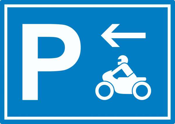 Motorrad Bike Parkplatz Aufkleber mit Richtungspfeil links waagerecht