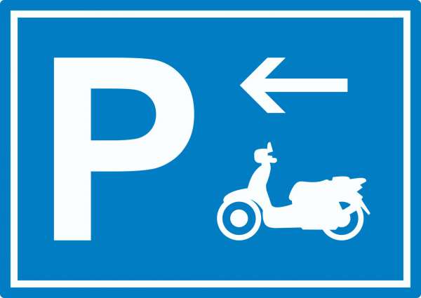 Motorroller Parkplatz mit Richtungspfeil links Aufkleber waagerecht