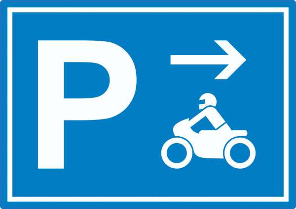 Motorrad Bike Parkplatz Aufkleber mit Richtungspfeil rechts waagerecht