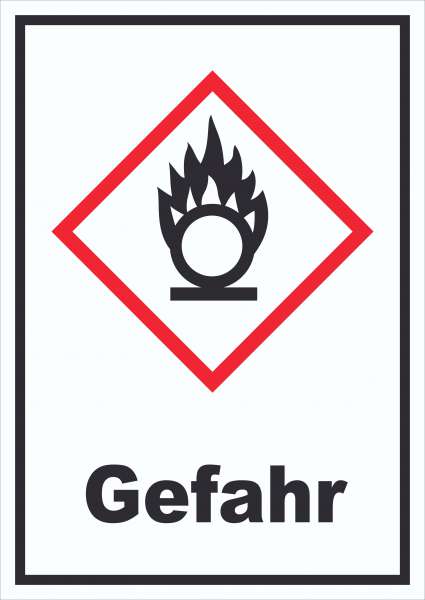 Schild Entzündend wirkend Gefahr Brandfördernd Flamme hochkant