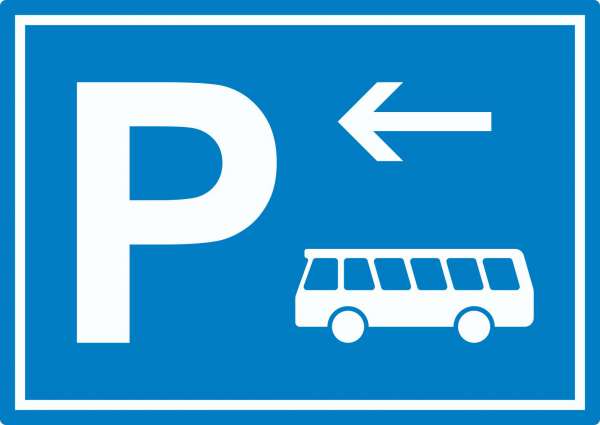 Bus Reisebus Parkplatz Aufkleber mit Richtungspfeil links waagerecht