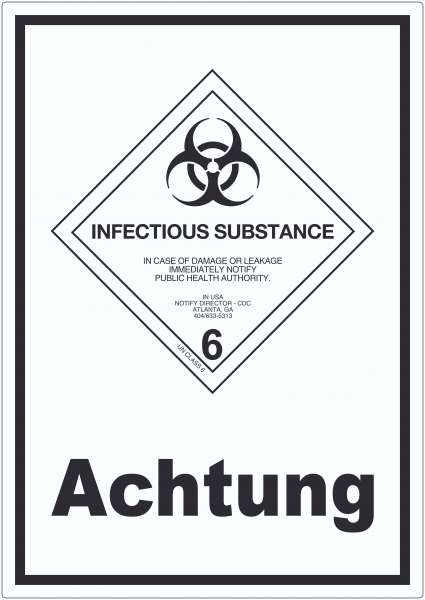 Aufkleber Ansteckungsgefahr Achtung Infectious Substance