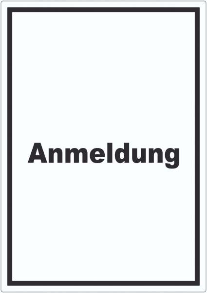 Anmeldung Aufkleber mit Text Aufnahme hochkant